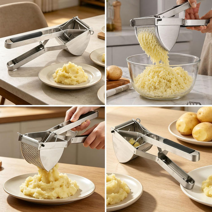 Kartoffelstampfer Edelstahl Set – Kartoffelpresse mit 650ml Fassungsvermögen, inkl. Schäler, Reinigu