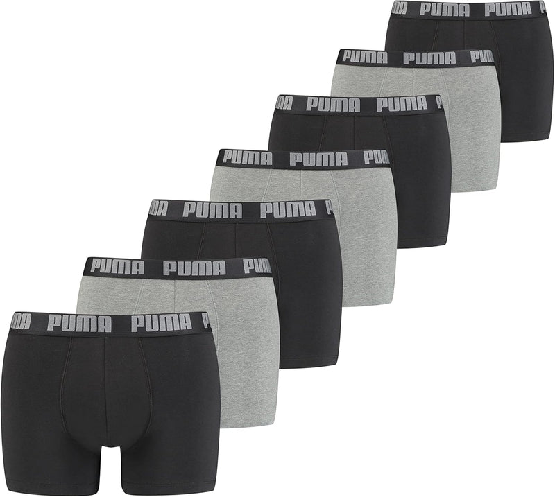 PUMA Herren Basic Boxershorts Unterwäsche Unterhosen 7erP S Dark Grey Melange / Black, S Dark Grey M