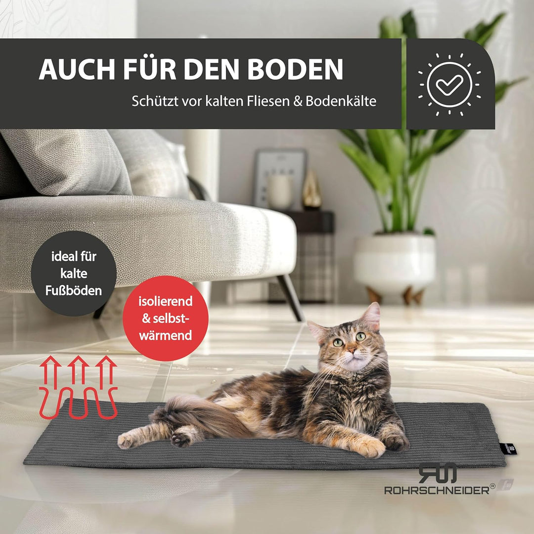Rohrschneider Katzen Fensterliege | selbstwärmende Katzendecke | Made in EU | Katzenkissen mit Rutsc
