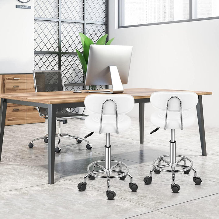 Ergonomischer Rollhocker mit Rückenlehne Arbeitshocker Drehhocker Rollhocker 360° drehbar Höhenverst