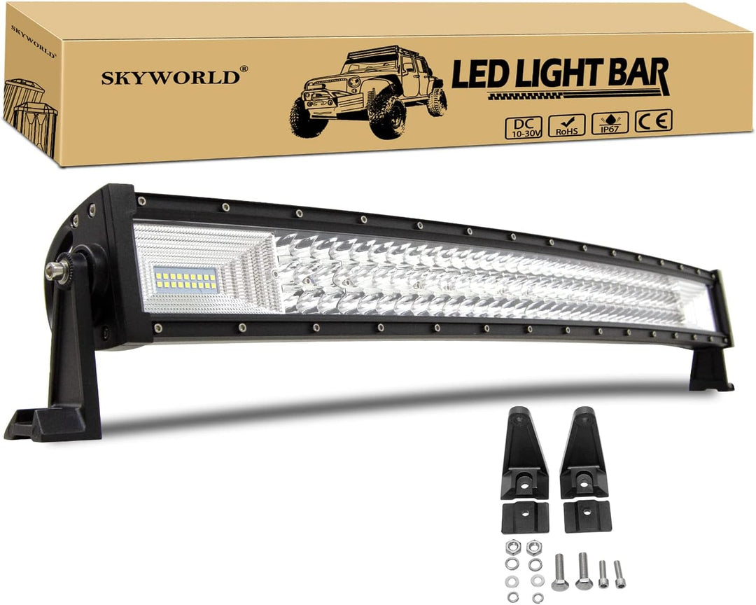 SKYWORLD Gebogen LED Arbeitsscheinwerfer Bar, 32 Zoll 81cm 405W Scheinwerfer Flutlicht combo Offroad