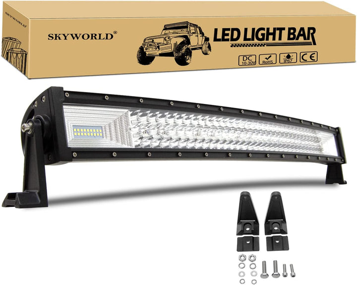 SKYWORLD Gebogen LED Arbeitsscheinwerfer Bar, 32 Zoll 81cm 405W Scheinwerfer Flutlicht combo Offroad