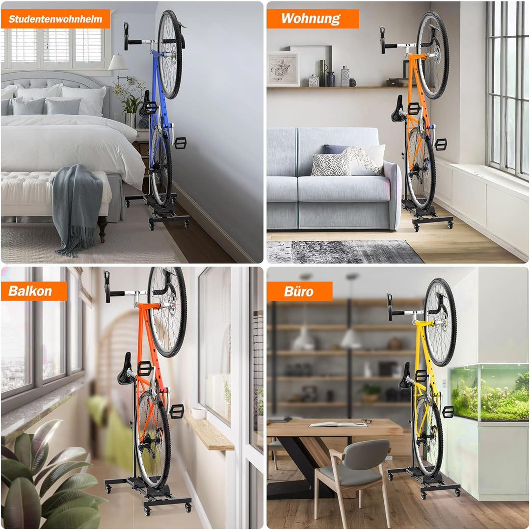 Vertikaler Fahrradständer, Freistehender Indoor-Fahrradständer Aufrechter Fahrradbodenständer mit ei