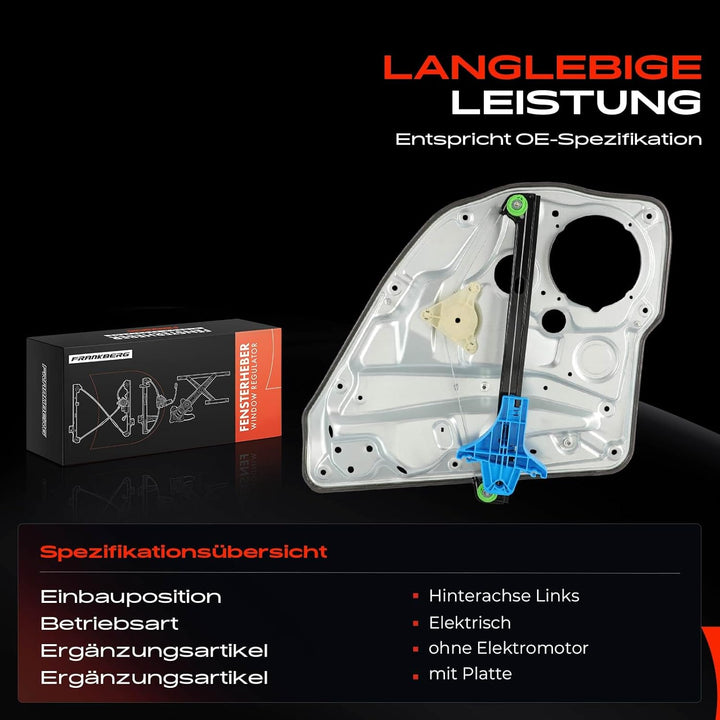 Frankberg Fensterheber Mit Grundplatte Hinten Links Kompatibel mit B-o-r-a 1J2 1J6 Golf IV 1J1 1J5 1