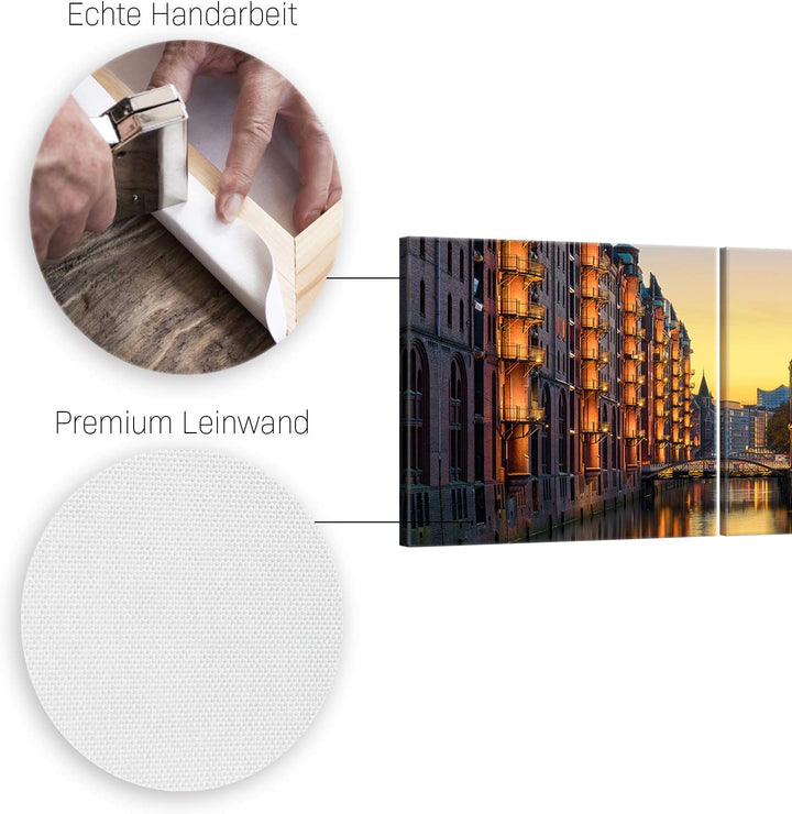 ge Bildet Bild auf Leinwand | Wasserschloss in der Speicherstadt - Hamburg D in 120x40 cm mehrteilig
