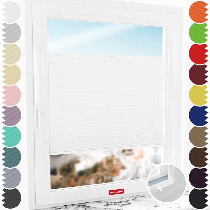 Schuette® Plissee mit Bohren zum Anschrauben ● Premium Kollektion: White Day (Weiss) ● 100x120cm (Br