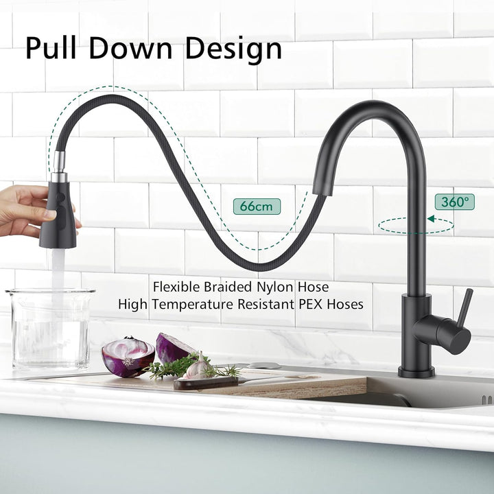 CREA Hochdruck Wasserhahn Küche, Küchenarmatur mit 3 Funktionen Brause, Mischbatterie Küche Ausziehb