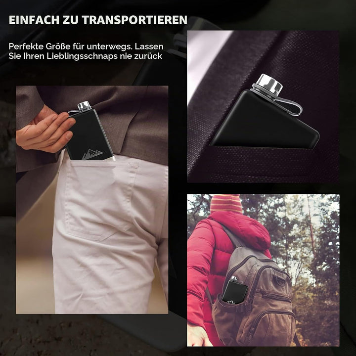 KWANITHINK Flachmann Edelstahl, 8oz/227ml Hip Flask Mit Trichter, Vatertagsgeschenk, Geschenk Für Mä