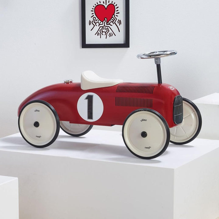 Vilac - Rutschauto Vintage Rot und Creme aus Metall – neue Räder &amp; Sitzfläche cremeweiss raffiniert