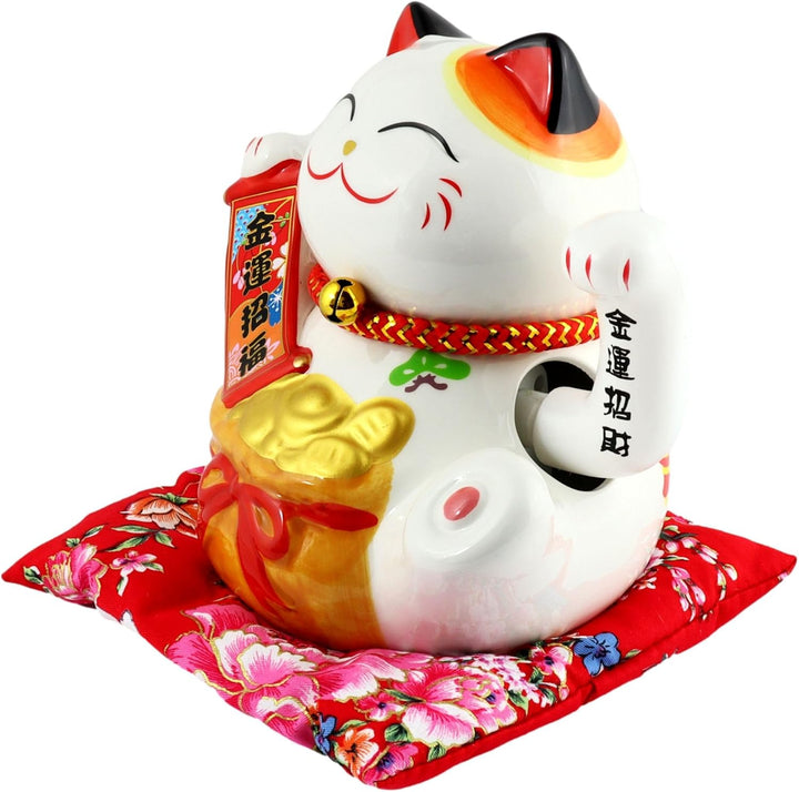 Freak Scene Superfreak Glückskatze - Maneki-Neko - Winkekatze aus Porzellan 15,5 cm weiss - Maneki N