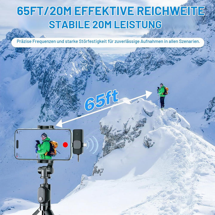 Kabelloses Lavalier Mikrofon für Handy/iPhone//iPad/Kamera, Mini Mikrofon für Live-Streaming, Rausch