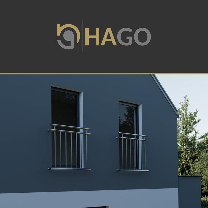 HAGO24 | Französischer Balkon | Fenstergitter | Edelstahlgeländer | 100x90cm | Stabgeländer | Juliet