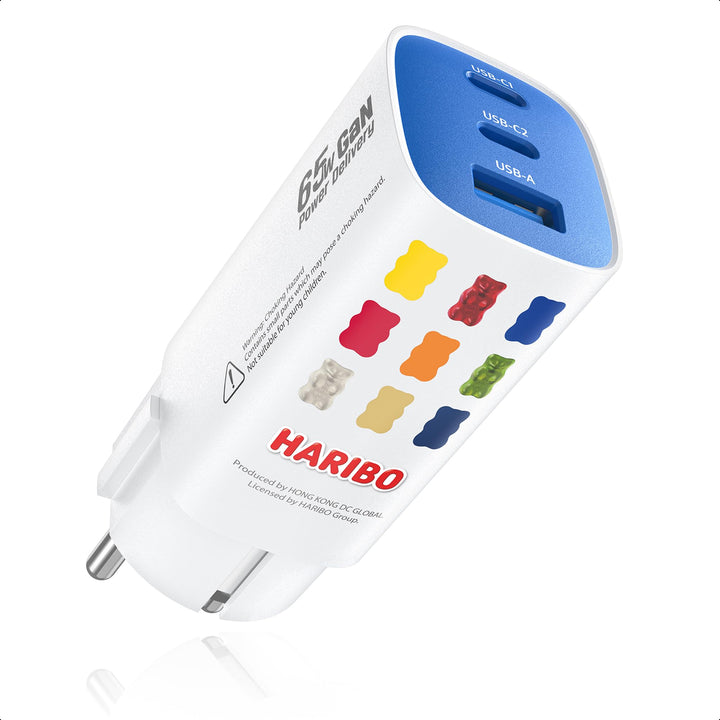 HARIBO USB C Ladegerät 65W 3-Port USB-C Netzteil Schnellladegerät PD PPS kompatibel mit MacBook, für