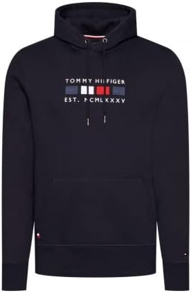 Tommy Hilfiger Langarm Hoodie Kapuze Logo-Details Uni weinrot M Blau, M Blau