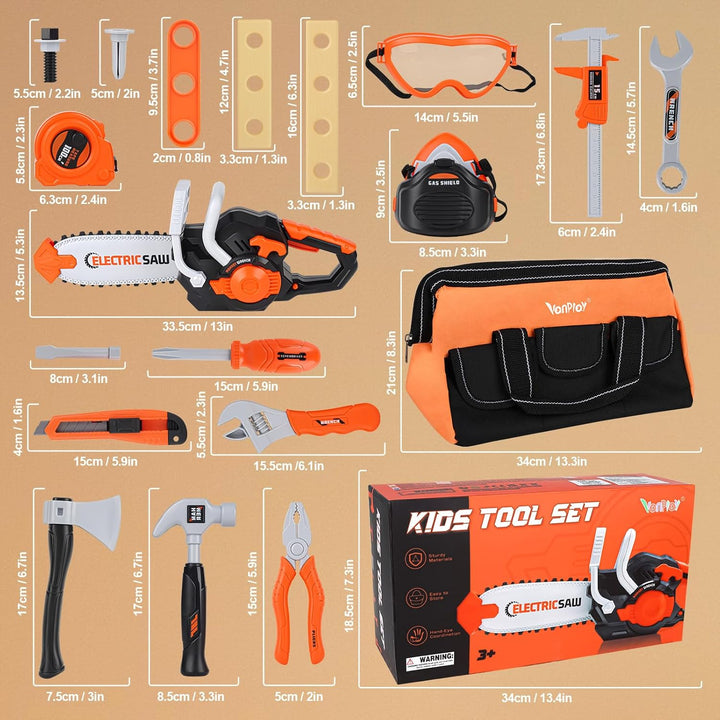 Vanplay Werkzeugkoffer Kinder Werkzeug Kettensäge Kinderspielzeug ab 3 4 5 6 Jahre Jungen Mädchen Ge