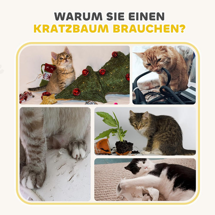 PawHut Kratztonne für Katzen 79 cm Hoch Ø 45 cm Katzentonne mit 3 Etagen Sisalseil, Plüsch Katzenhöh