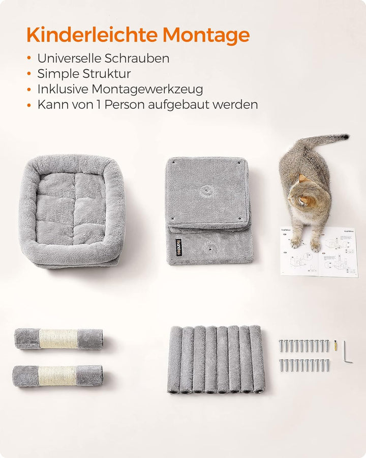 Feandrea Kratzbaum klein, 67 cm Katzenbaum, Katzenhaus für Kätzchen bis zu 3 kg, grosse Plattform, S