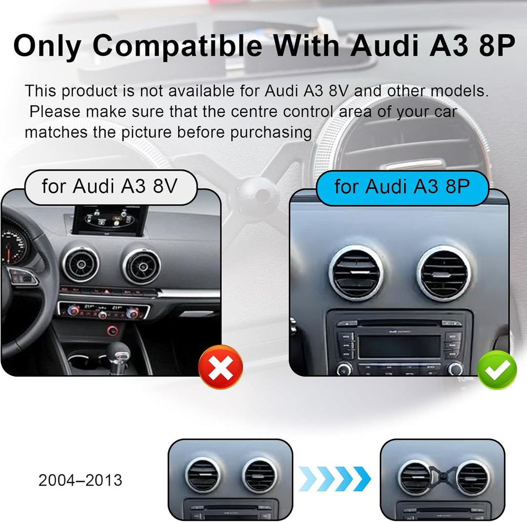 Magnetische Handyhalterung Kompatibel mit Audi A3 8P (2004-2013), für MagSafe Kfz-Zubehör Handy KFZ