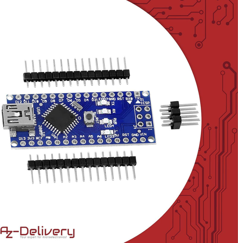 AZDelivery 3 x AZ-Nano V3-Board inkl. mit FT232RL kompatiblem Chip und ATmega328 16MHz ATmega328P ko