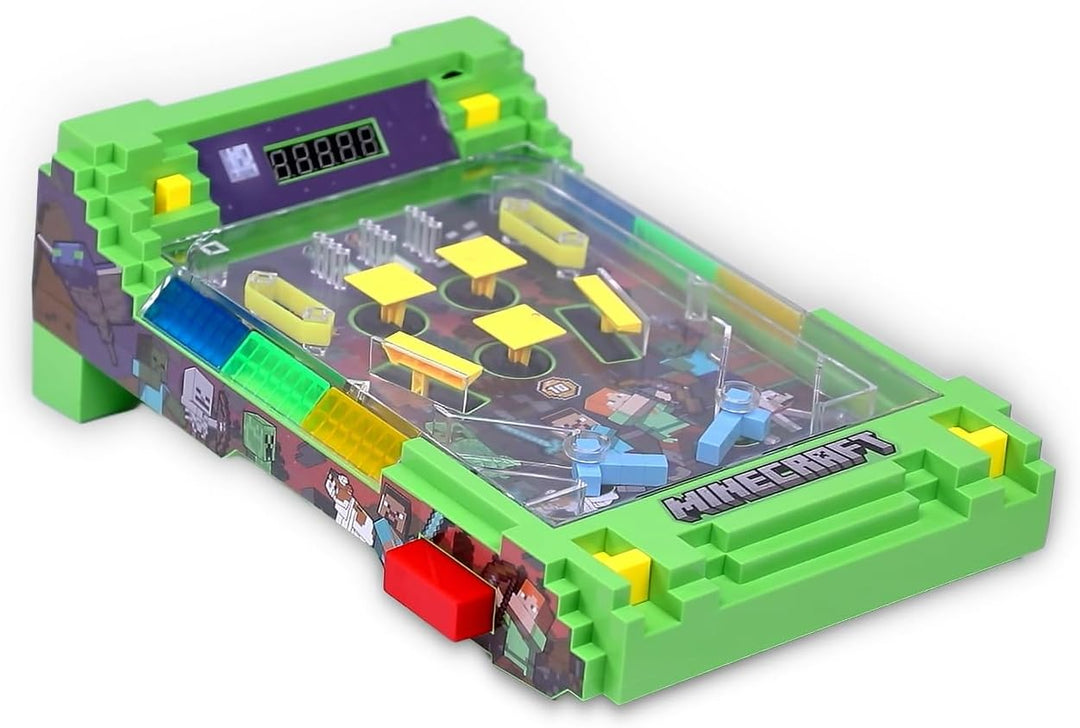 Minecraft Arcade Pinball – Overworld Edition mit vibrierenden Bumpern und LED-Punkteanzeige, elektro