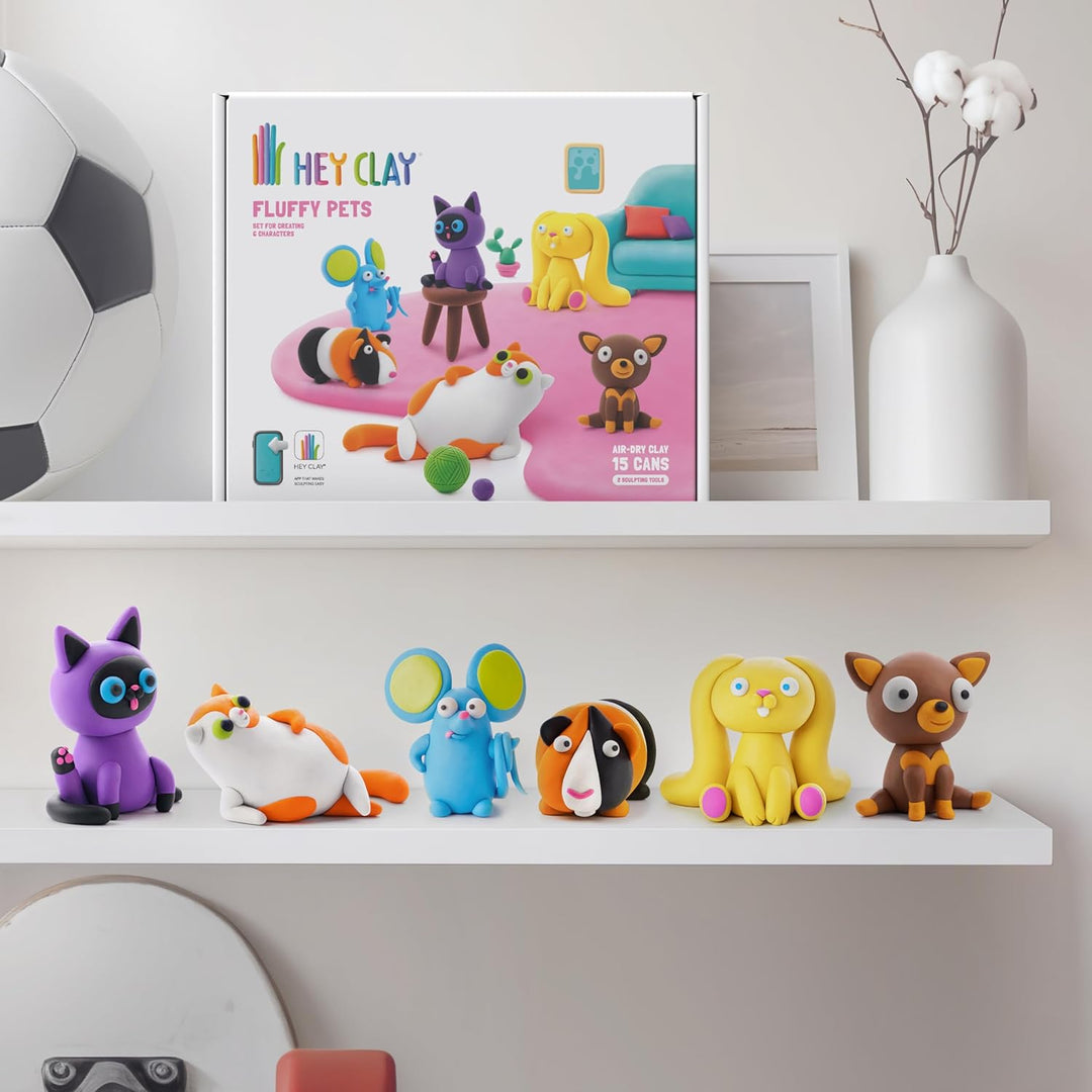 HEY CLAY - 15 Dosen lufttrocknende Knete für Kinder ab 3 Jahren - Kreatives Bastelset - Modelliermas