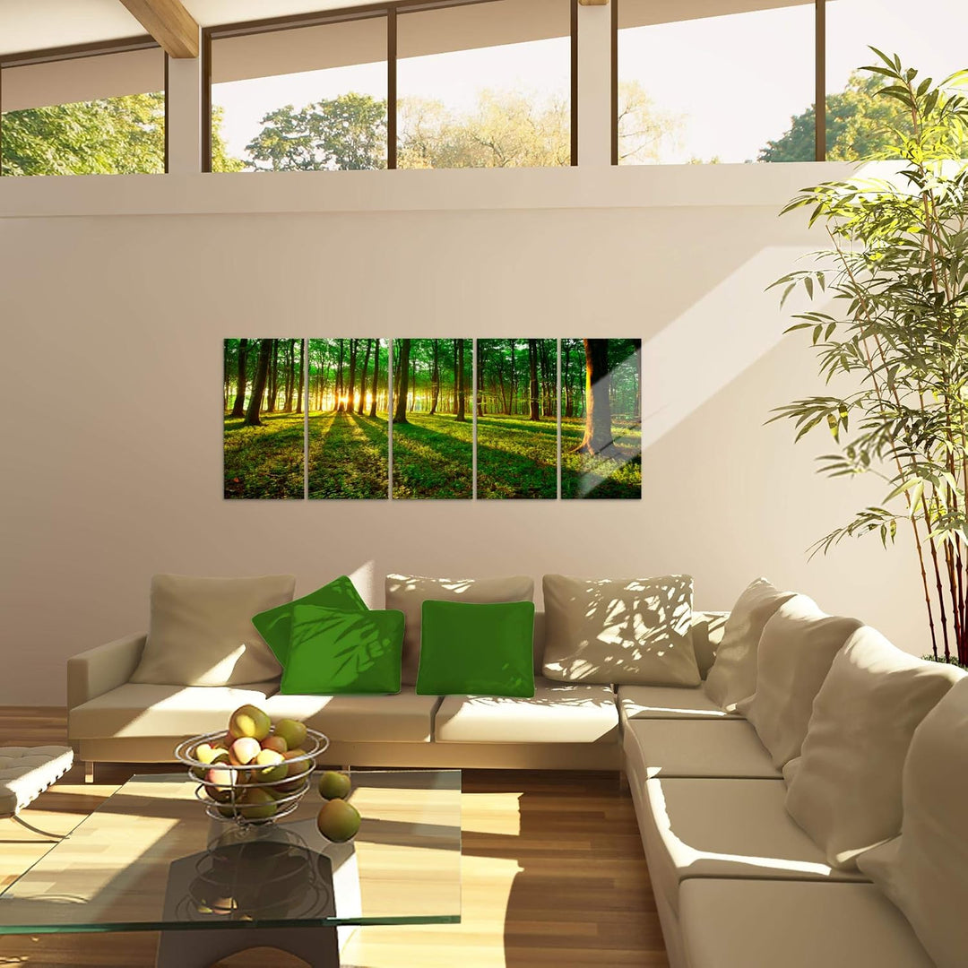 Runa Art Bild Wald Landschaft Wandbilder auf Vlies Leinwand 5 Teilig Wanddekoration Schlafzimmer Woh