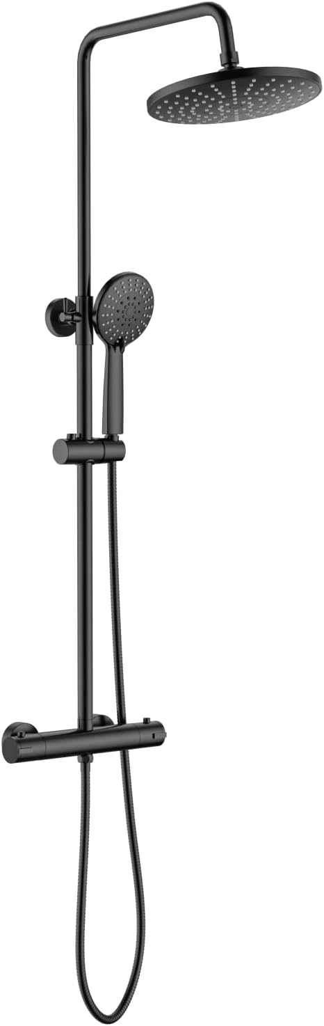 KOMIRO Duschsystem mit thermostat, Duschsystem Schwarz, Duscharmatur mit Thermostat, Duschsäule Höhe