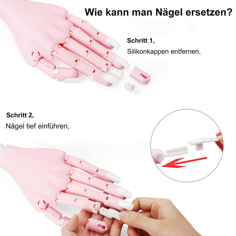 Übungshand Für Nageldesign mit 400pcs Ersatznägel, Professionelles Übungsfinger für Nageldesign Geln