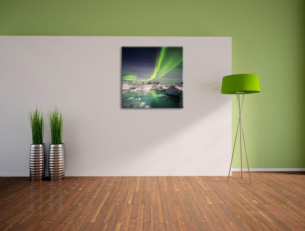 gewaltiges Polarlicht, Format: 70x70 auf Leinwand, XXL riesige Bilder fertig gerahmt mit Keilrahmen,