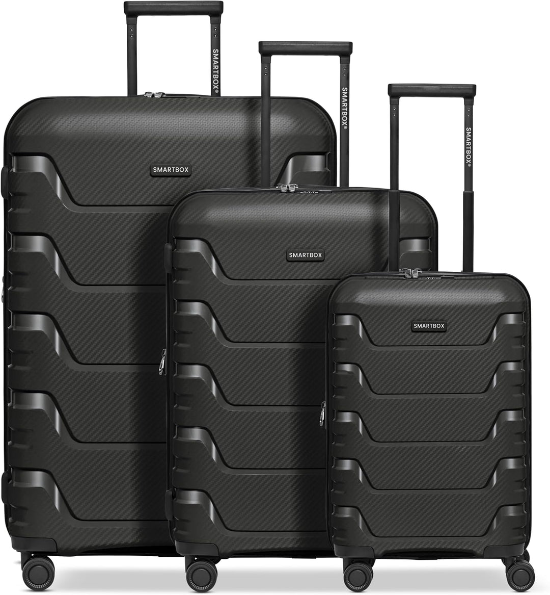 SMARTBOX Hartschalen Koffer-Set 3-teilig | mit Dehnfalte erweiterbar um 3 cm | aus hochwertigem, lei