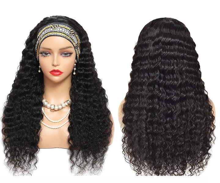 Headband Wig Deep Wave Human Hair Wigs Glueless None Lace Front Wigs For Black Women Brazilian Virgi