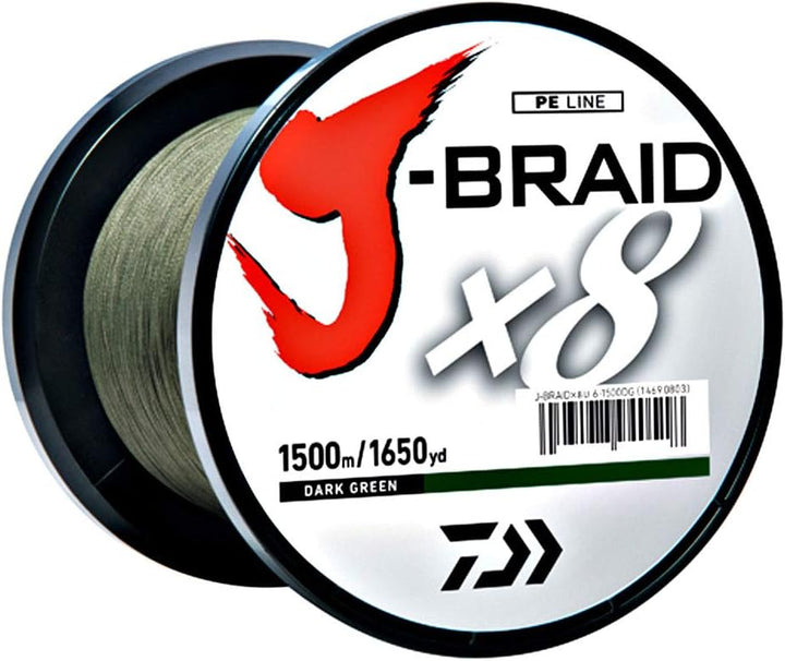 Daiwa J-Braid 300M 8-Strand Woven Round Braid Line dunkelgrün 30 lb, dunkelgrün 30 lb