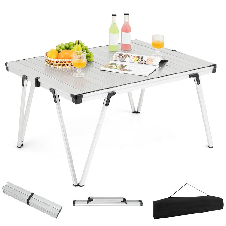 KOMFOTTEU Faltbarer & tragbarer Campingtisch mit Tragetasche, Gartentisch mit Aluminiumplatte, Pickn