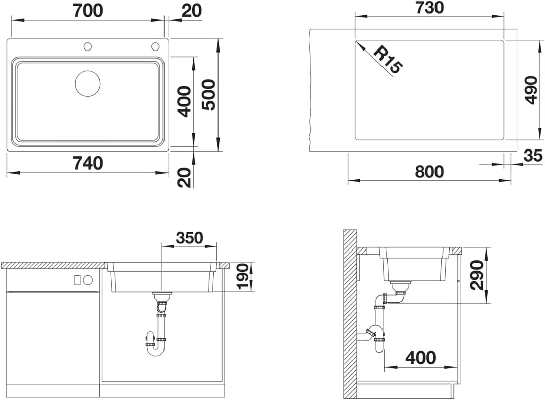 BLANCO ETAGON 700-IF/A | Edelstahl | Einbauart: Einbau von Oben &amp; Flächenbündig | mit Ablauffernbedi