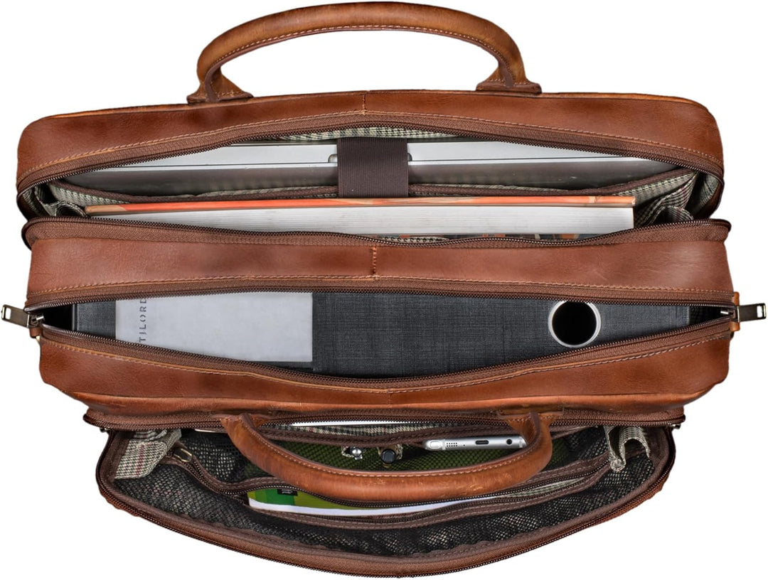 STILORD 'Dawson' Leder Aktentasche Umhängetasche mit Laptopfach 15,6 Zoll Vintage Bürotasche DIN A4