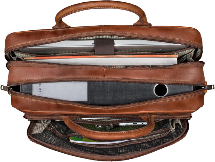STILORD 'Dawson' Leder Aktentasche Umhängetasche mit Laptopfach 15,6 Zoll Vintage Bürotasche DIN A4