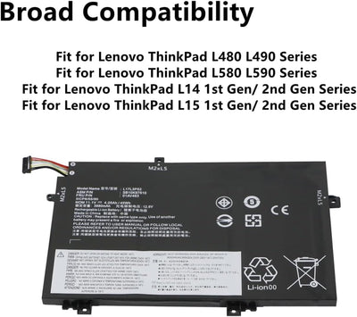 AKKEE L17L3P52 01AV463 Laptop Akku für Lenovo ThinkPad L480 L490 L580 L590 L14 Gen 1 Gen 2 L15 Gen 1