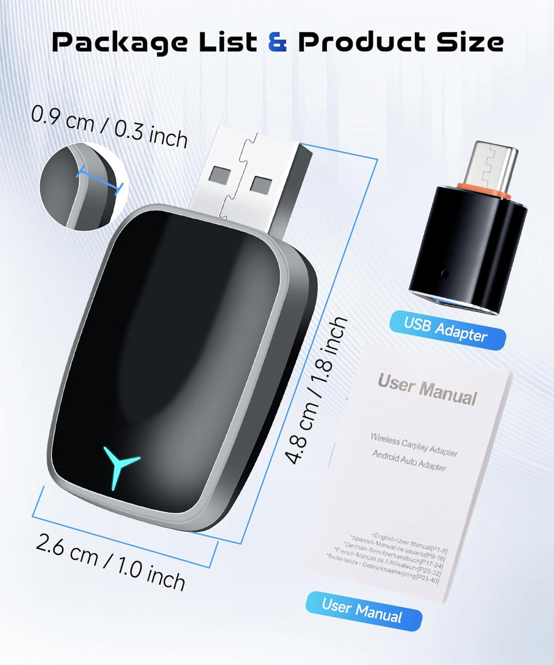 2025 Wireless Carplay & Android Auto Wireless Adapter, 2 IN 1 Stick Konvertieren Wired Android Auto/