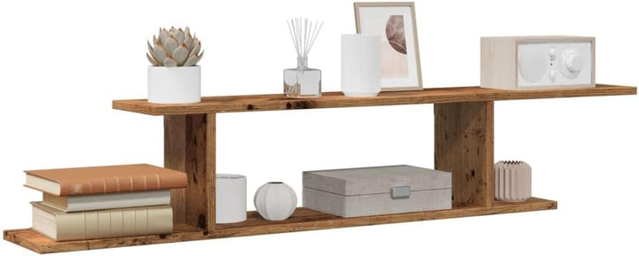 vidaXL TV-Wandregal Altholz-Optik 125x18x23 cm Holzwerkstoff, Wandregal, Wand-TV-Einheit, hängendes