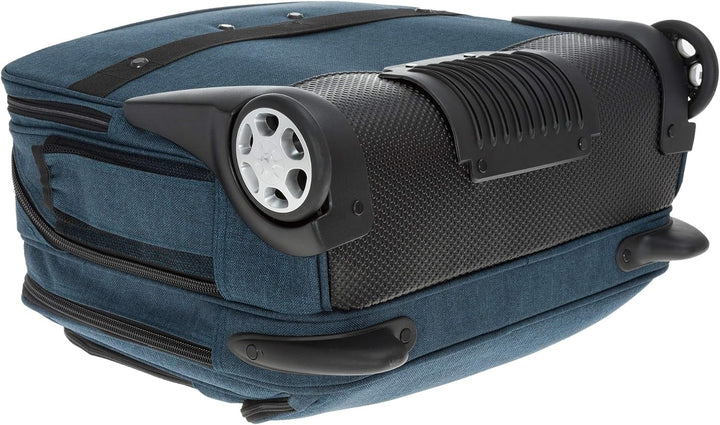Trolley Pilotentrolly mit Polstertasche 17 Zoll [41 cm x 29 cm] + Ledermäppchen (DARKBLUE Two Tone),