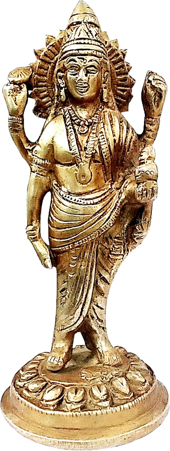 Purpledip Brass Statue Dhanvantari, The God of Ayurveda Healing(11737)