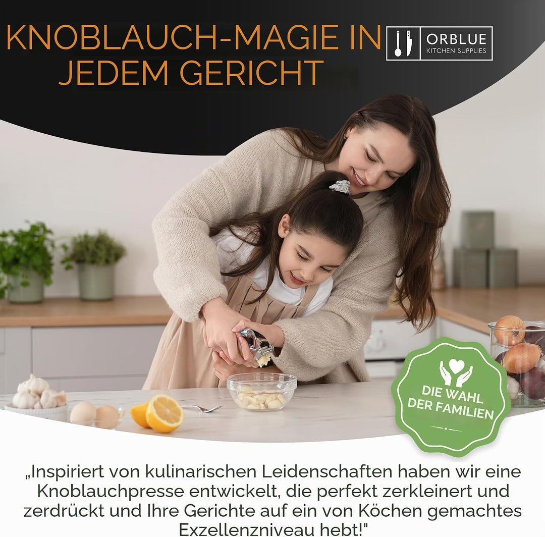 ORBLUE knoblauchpresse edelstahl [Premium] – knoblauch presse Professionelle Qualität, leicht zu rei