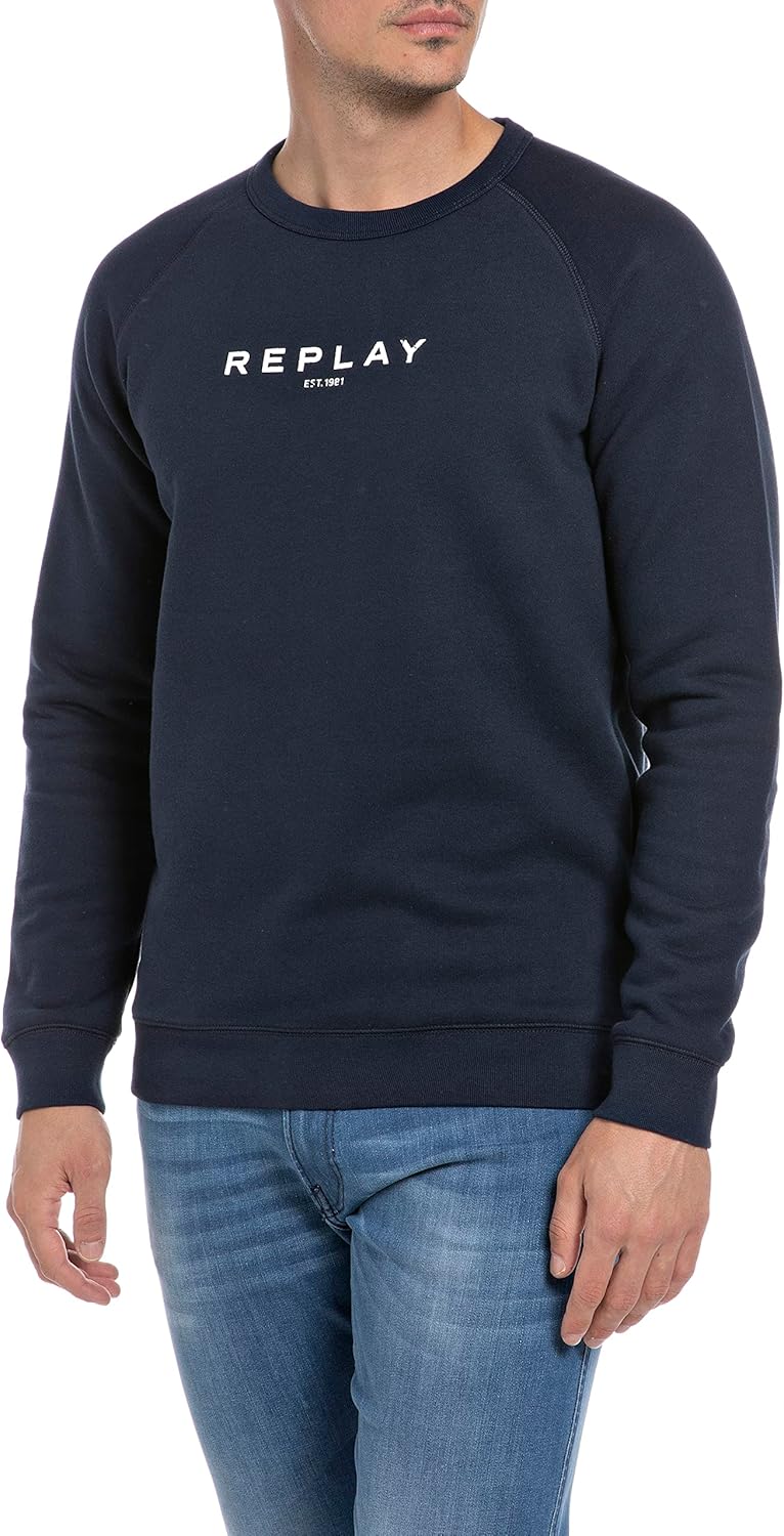 Replay Herren Sweatshirt aus Baumwollmix S Blue 085, S Blue 085