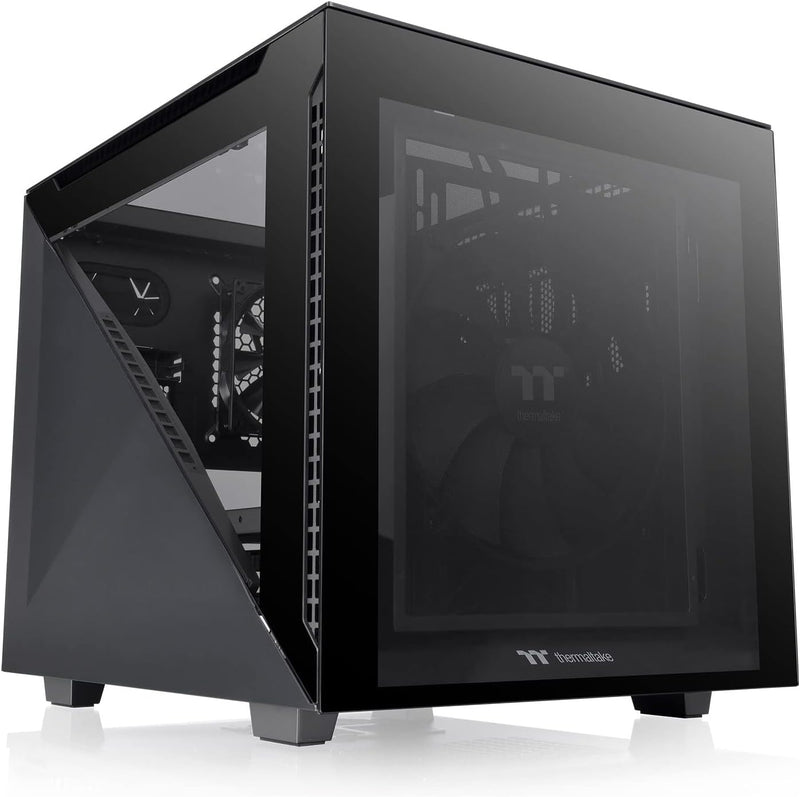 Thermaltake Divider 200 TG Black | Micro-ATX-PC-Gehäuse | 3 x gehärtetes 3mm Glasseitenteil | schwar