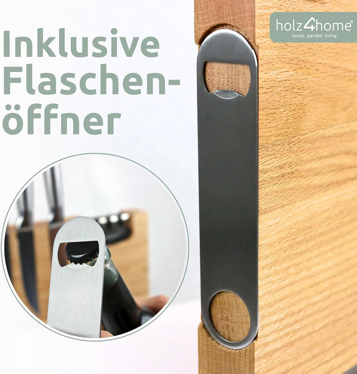 holz4home® Messerblock magnetisch aus Eichenholz I Messerbrett Messerhalter mit Fuss aus Edelstahl I