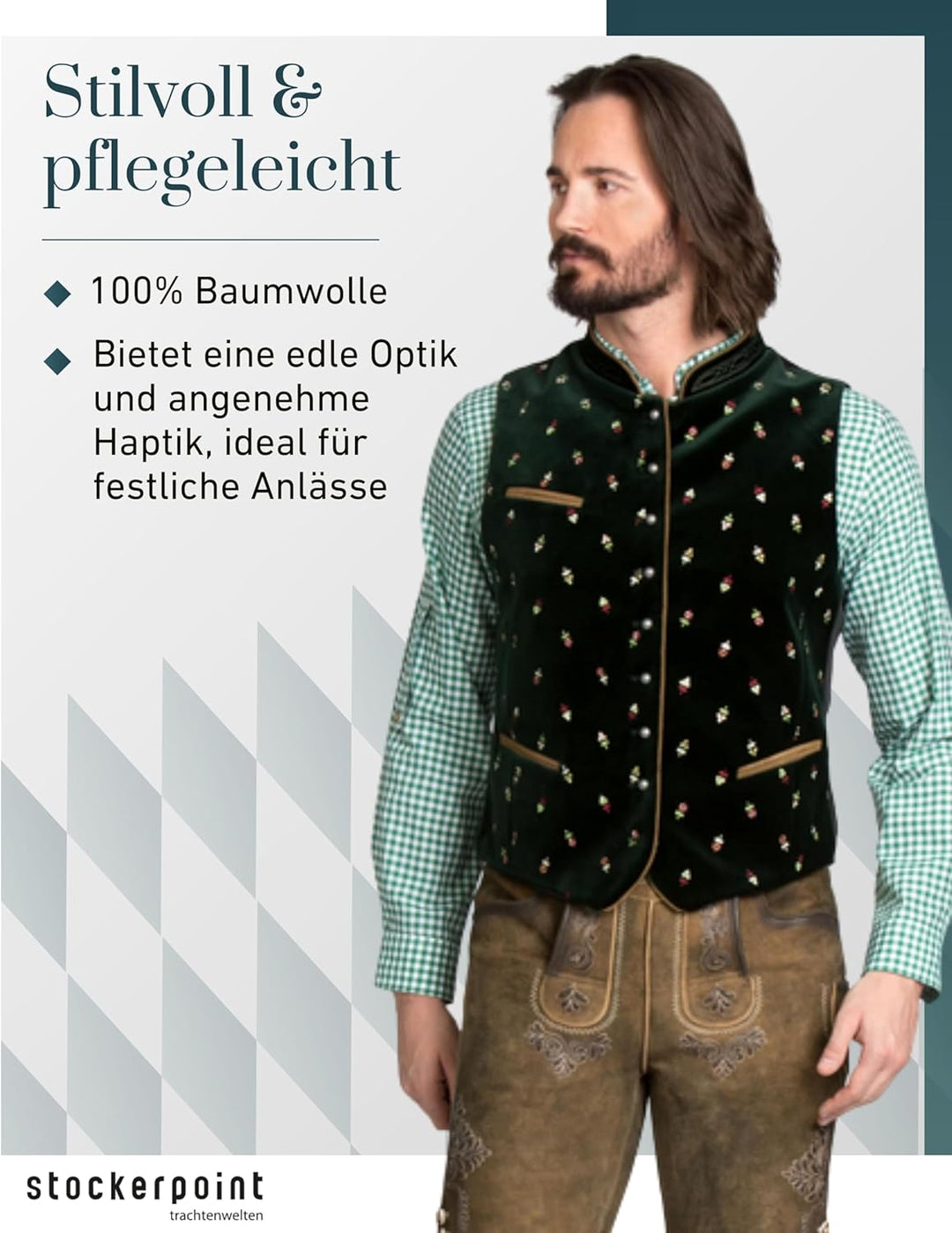 Stockerpoint Herren Trachtenweste Calzado 60 Grün (Tanne), 60 Grün (Tanne)