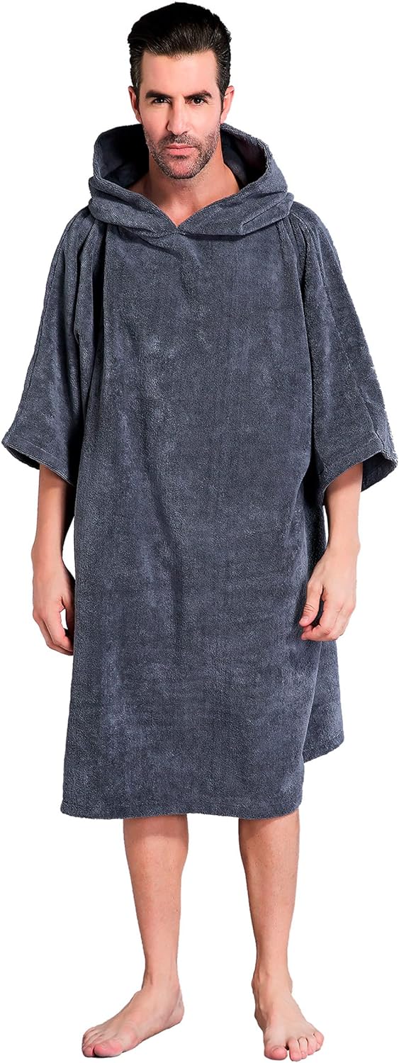 Winthome Badeponcho Hochabsorbierender Warm, Poncho Strand Umziehhilfe, Handtuch Poncho mit Tasche u