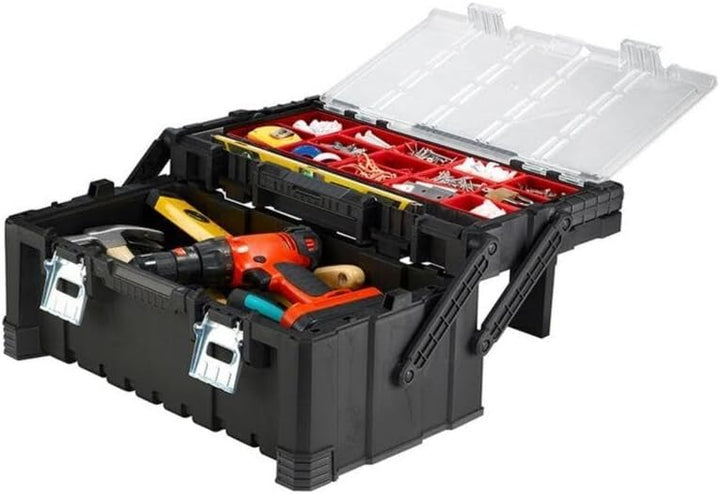 Keter 17187311 Werkzeugbox inkl. Sortimentskasten Master Pro Serie Cantilever Tool Box 22 Zoll, Kuns