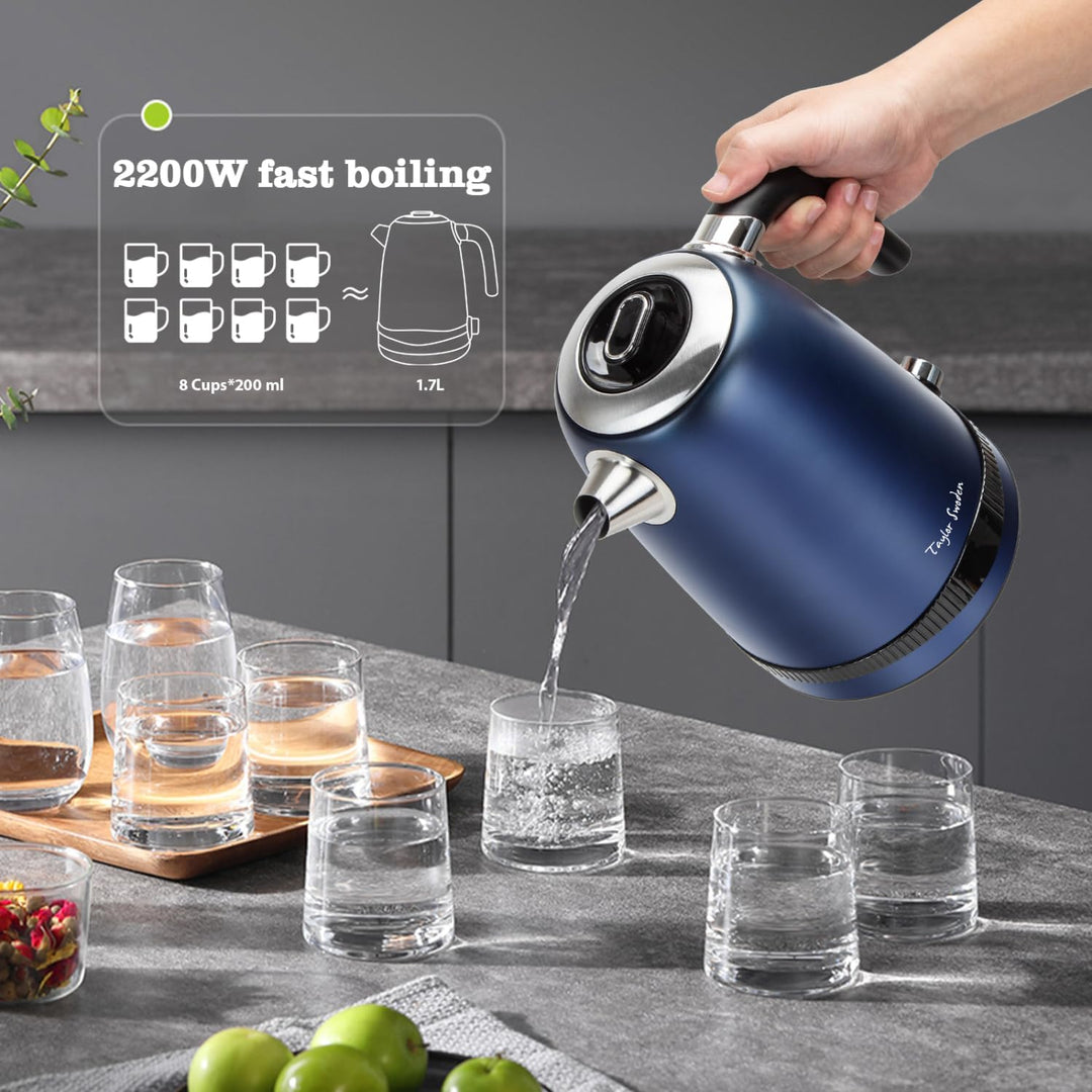 Taylor Swoden Sinbad-1.7L Wasserkocher Edelstahl mit Temperatureinstellung, Warmhaltefunktion, 2200
