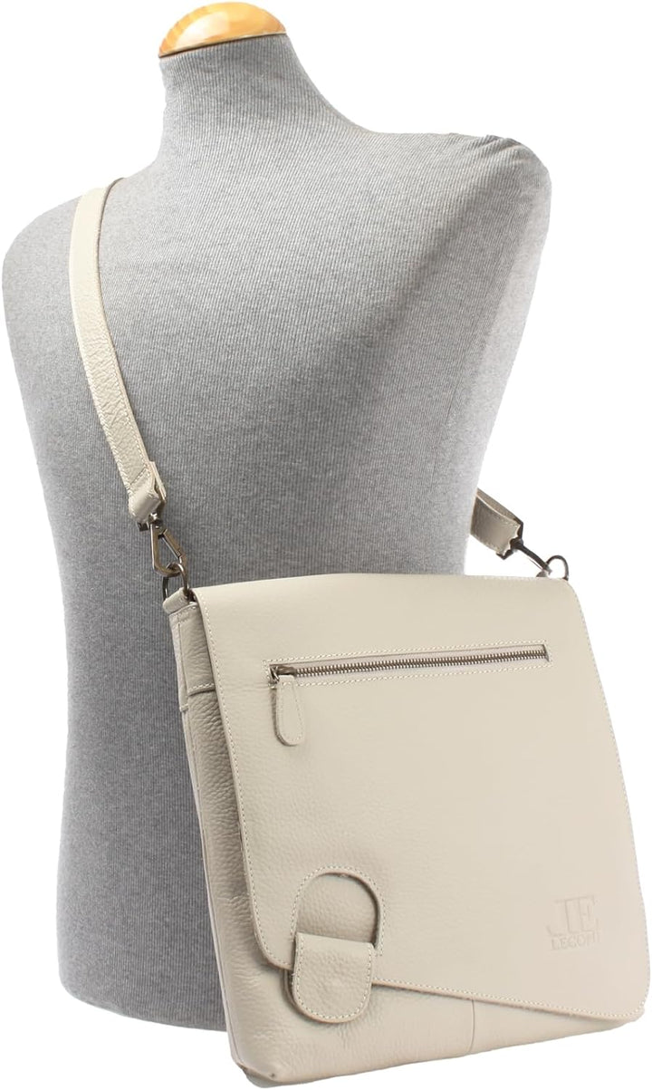 LECONI Umhängetasche Damen-Tasche Crossbag Leder Natur Schultertasche Vintage-Look Ledertasche Fraue